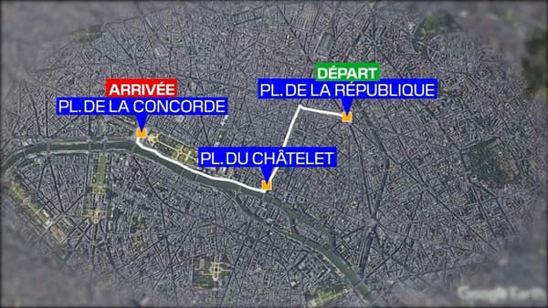 Parcours de la manifestation parisienne de vendredi.