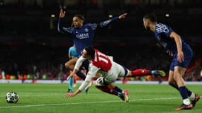 Bradley Barcola lors du match Arsenal-PSG (0-1, Ligue des champions), le 1er mai 2025