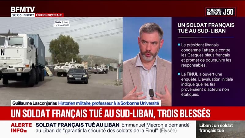 Soldat français tué au Liban: "Si on s'attaque à la Finul, c'est qu'elle gêne", estime Guillaume Lasconjarias, historien militaire
