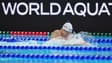 Léon Marchand sur 400m 4 nages lors des championnats du monde, le 3 août 2025 à Singapour