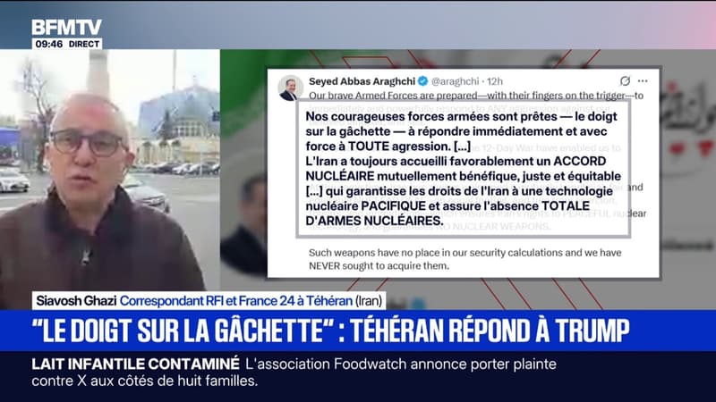 Menace de frappes américaines en Iran: Téhéran répond à Donald Trump en affirmant que ses armées ont "le doigt sur la gâchette"
