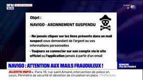 Abonnés Navigo: Île-de-France Mobilités alerte ses usagers sur une tentative de fraude
