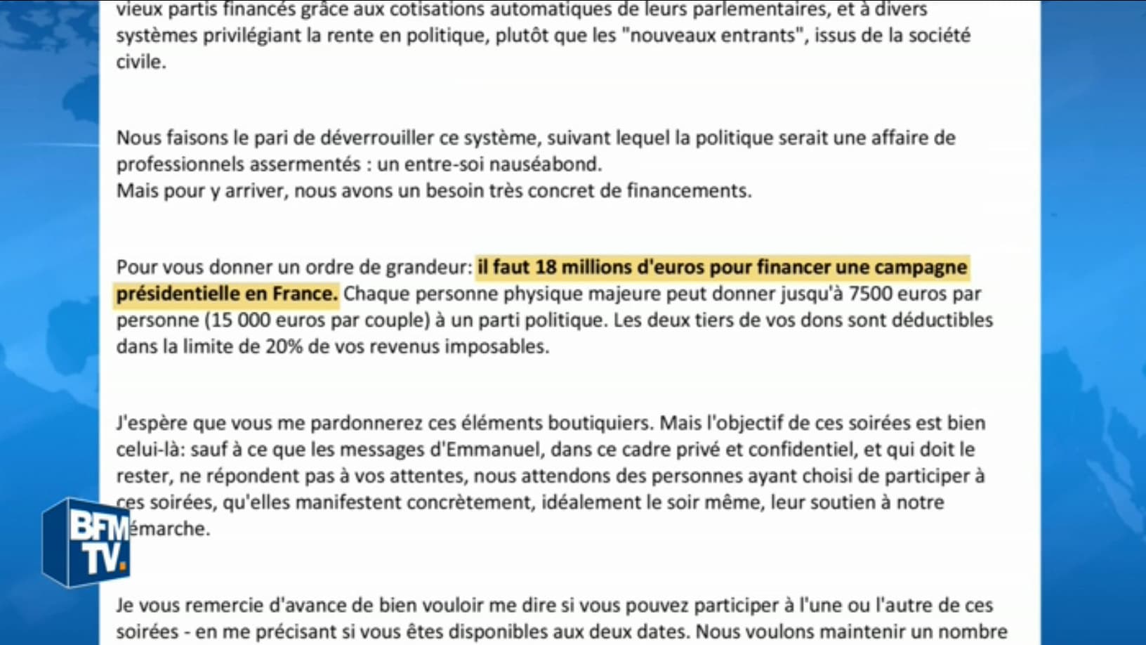 Extrait d'un mail envoyé par un membre de la garde rapprochée d’Emmanuel Macron. Extrait d'un mail envoyé par un membre de la garde rapprochée d’Emmanuel Macron.