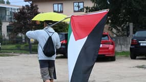 Un manifestant pro-palestinien sur la Vuelta, le 9 septembre 2025