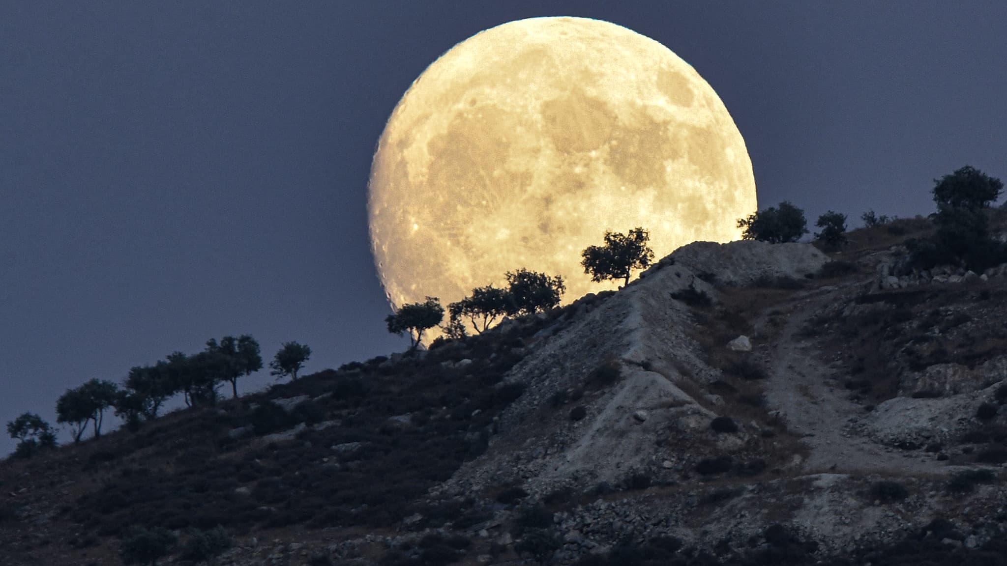La super lune "de l'Esturgeon" se lève sur la Syrie, le 31 juillet 2023. La super lune "de l'Esturgeon" se lève sur la Syrie, le 31 juillet 2023.