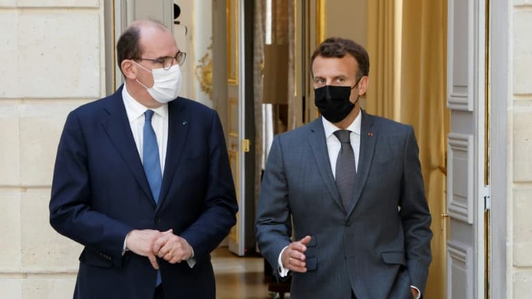 Le président Emmanuel Macron (D) et le Premier ministre Jean Castex lors d'un conseil des ministres à l'Elysee  à Paris le 9 juin 2021 (photo d'illustration)