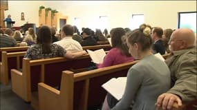 Les fidèles de l'église mormonne de Belmont, à proximité de Boston