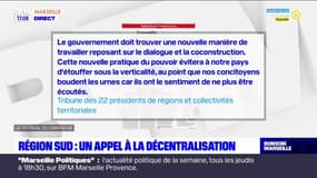Région Sud: Renaud Muselier appelle à la "décentralisation"