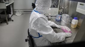 Un opérateur de laboratoire travaillant sur le coronavirus, à l'Institut Pasteur de Paris le 28 janvier 2020