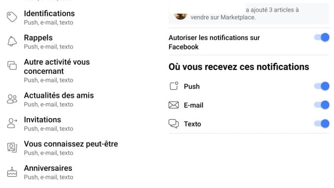 Les paramètres de filtrage des notifications. 