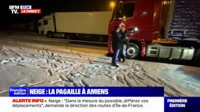 "On ne voit pas le verglas": ce chauffeur de poids lourd s'est arrêté par précaution sur une aire d'autoroute à Amiens
