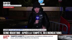 Tempête Goretti: des débris au sol à Fécamp (Seine-Maritime)