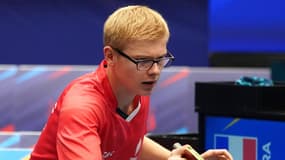 Félix Lebrun lors des Jeux européens de tennis de table en 2023