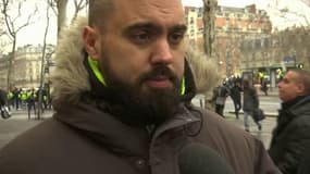 Éric Drouet, figure des gilets jaunes, est ce samedi à Paris pour participer à la marche en hommage aux blessés parmi les gilets jaunes.