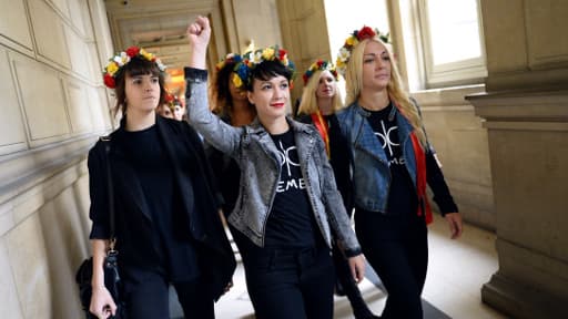 Des membres des Femen ce vendredi 13 septembre au tribunal correctionnel de Paris