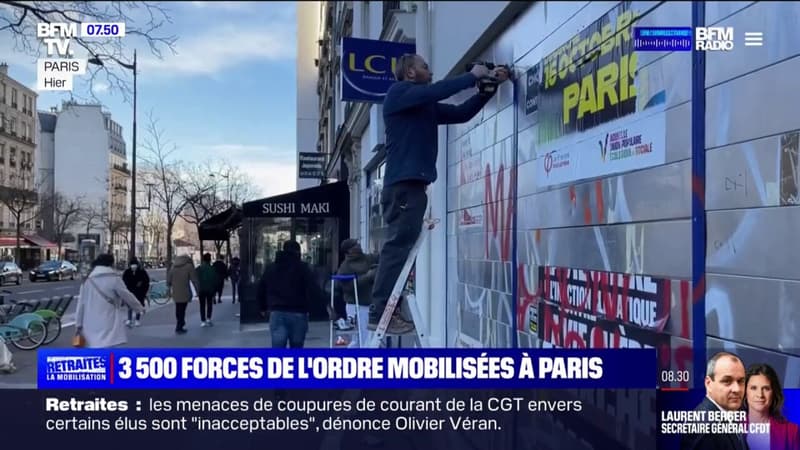 Paris: ces commerçants situés sur le parcours de la manifestation se barricadent