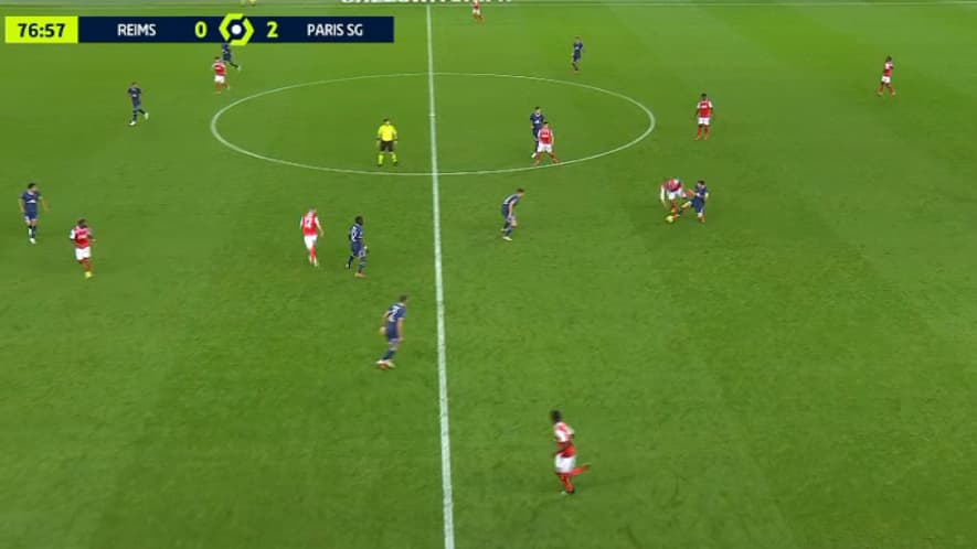 Messi et Abdelhamid lors de Reims-PSG