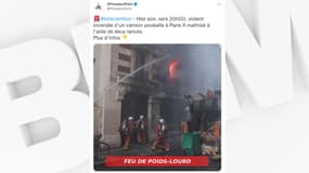 Les pompiers de Paris sont intervenus sur un violent incendie de camion-poubelle ce vendredi.