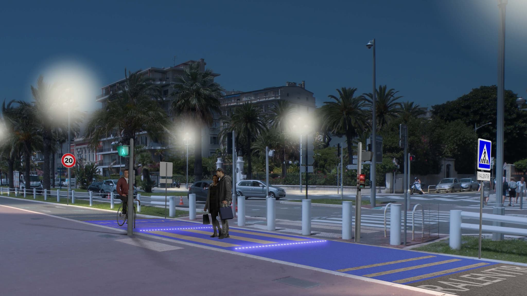 Des éclairages la nuit permettront de mieux visualiser les traversées piétonnes sur la Promenade des Anglais.