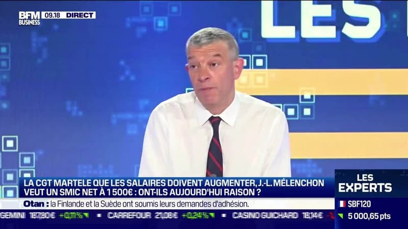 Les Experts : La CGT martèle que les salaires doivent augmenter et Mélenchon veut un Smic net à 1 500 euros, ont-ils raison ? - 18/05