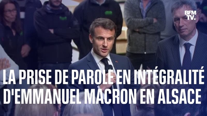 Emmanuel Macron en déplacement en Alsace, dans une entreprise de traitement du bois