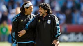 Carlos Tevez et Diego Maradona