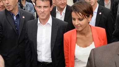 Le Premier ministre Manuel Valls et sa ministre de l'Education Najat Vallaud-Belkacem, ce samedi à La Rochelle.