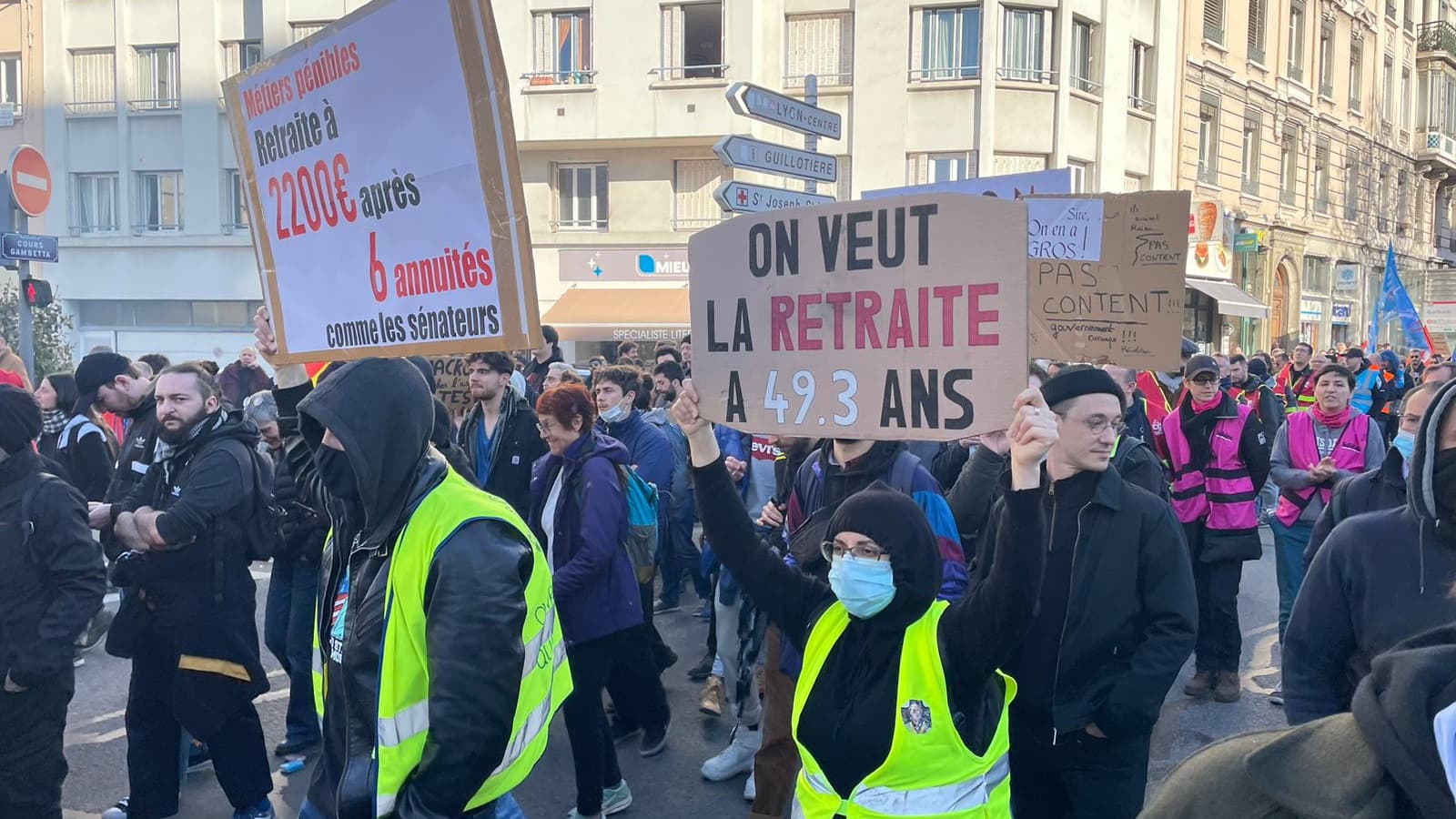 La manifestation contre la réforme des retraites, à Lyon, le 16 février 2023.