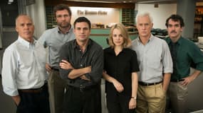 Brian d'Arcy James, John Slattery, Liev Schreiber, Mark Ruffalo, Michael Keaton et Rachel McAdams dans "Spotlight"