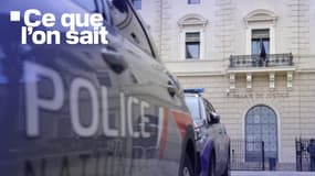 Voiture de police devant un palais de justice (photo d'illustration)