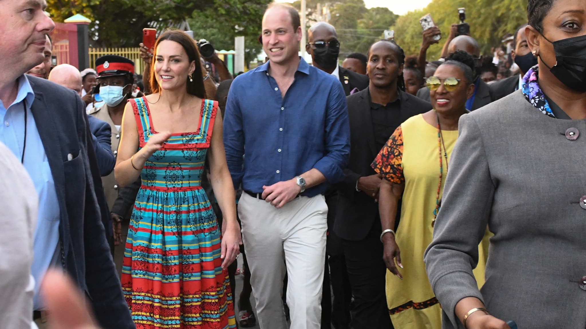 Kate et William en visite officielle à Kingston en Jamaïque, le 22 mars 2022. Kate et William en visite officielle à Kingston en Jamaïque, le 22 mars 2022.