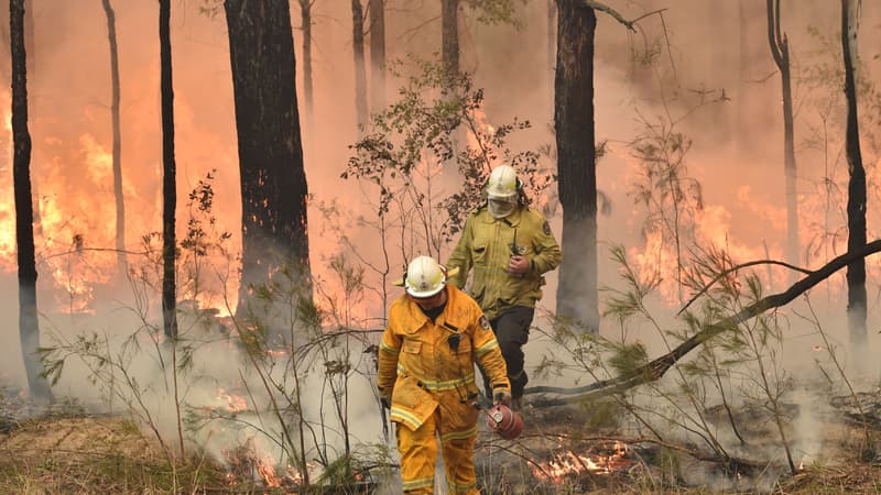 Un pompier à Jerrawangala, en Australie, le 1er janvier 2020.