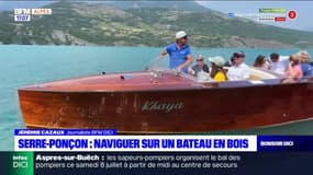 Hautes-Alpes: naviguer sur le lac de Serre-Ponçon à bord d'un bateau en bois