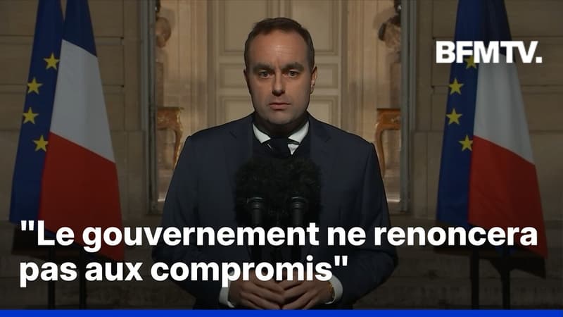 Lors de son allocution sur le perron de Matignon, Sébastien Lecornu assure que "le gouvernement ne renoncera pas aux compromis"