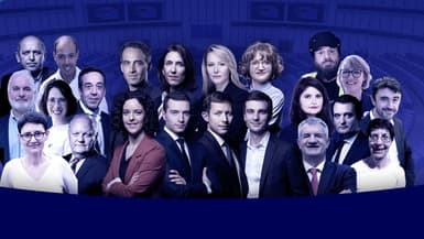 Une partie des 38 candidats têtes de liste aux élections européennes du 9 juin 2024.