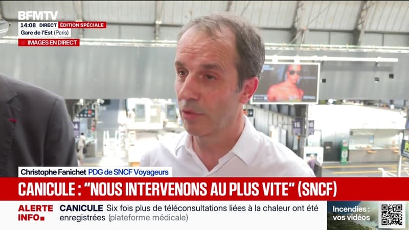 Canicule: "Plus de 9 trains sur 10 circulent, tous les voyageurs qui souhaitent voyager peuvent voyager, c'est sincèrement une prouesse", affirme le PDG de SNCF Voyageurs