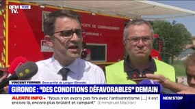 Incendies en Gironde: les secours font face à "des facteurs météorologiques défavorables" à l'extinction du feu, affirme le sous-préfet de Langon