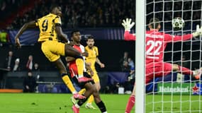 Marcus Thuram (Inter Milan) a ouvert le score contre Feyenoord en 8e aller de Ligue des champions, le 5 mars 2025.