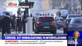 "Convoi de la liberté": les véhicules qui bloquent les Champs-Élysées sont en train d'être enlevés par des dépanneuses