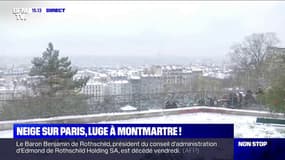 Luge, bataille de boules de neige, ski...: les Parisiens profitent de la neige aux abords du Sacré Coeur