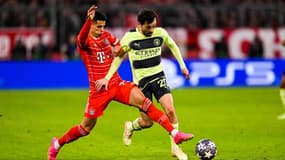 Joao Cancelo au duel avec Bernardo Silva lors de Bayern Munich-Manchester City en quart de finale retour de la Ligue des champions (1-1), le 19 avril 2023