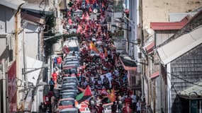 Manifestation à Fort-de-France en Martinique contre les restrictions anti-Covid-19. 22 novembre 2021