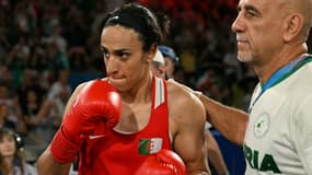 La boxeuse algérienne Imane Khelif avant sa finale de boxe aux JO de Paris 2024, 9 août 2024