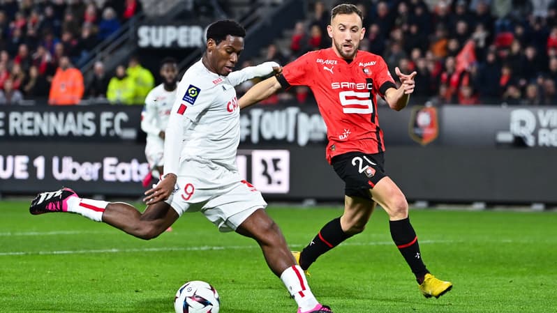 Jonathan David et Flavien Tait lors de Rennes-Lille, 4 février 2023