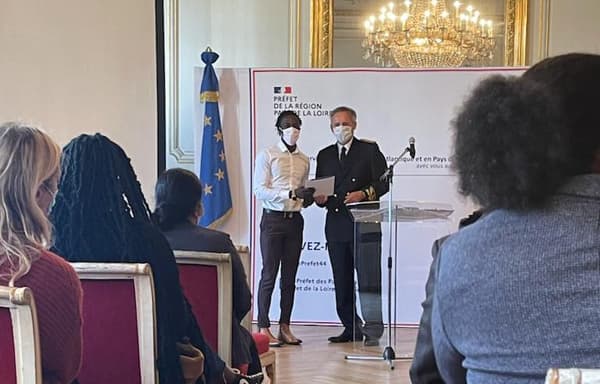 Mohamed Zampou lors de la cérémonie de naturalisation à la préfecture de Loire-Atlantique au début du mois d'octobre.