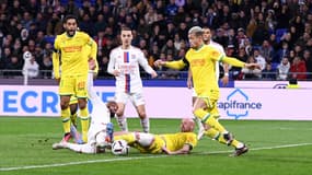 Alexandre Lacazette buteur face à Nantes, le 17 mars 2023.