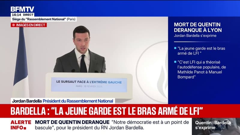 Mort de Quentin à Lyon: Jordan Bardella "réclame la publication par l'État d'une liste d'organisations et de groupuscules faisant peser un risque grave sur l'ordre public"