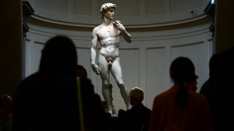 Le David de Michel-Ange exposé à la Galleria dell'Accademia le 9 avril 2015 à Florence, en Italie.