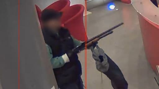 Image extraite de la bande de vidéosurveillance, dans les locaux de BFMTV le 15 novembre 2013.