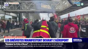 Réforme des retraites: des grévistes ont manifesté devant l'aéroport de Nice